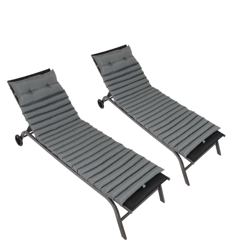2 Piece Outdoor Chaise Lounge Chair Cushion Set