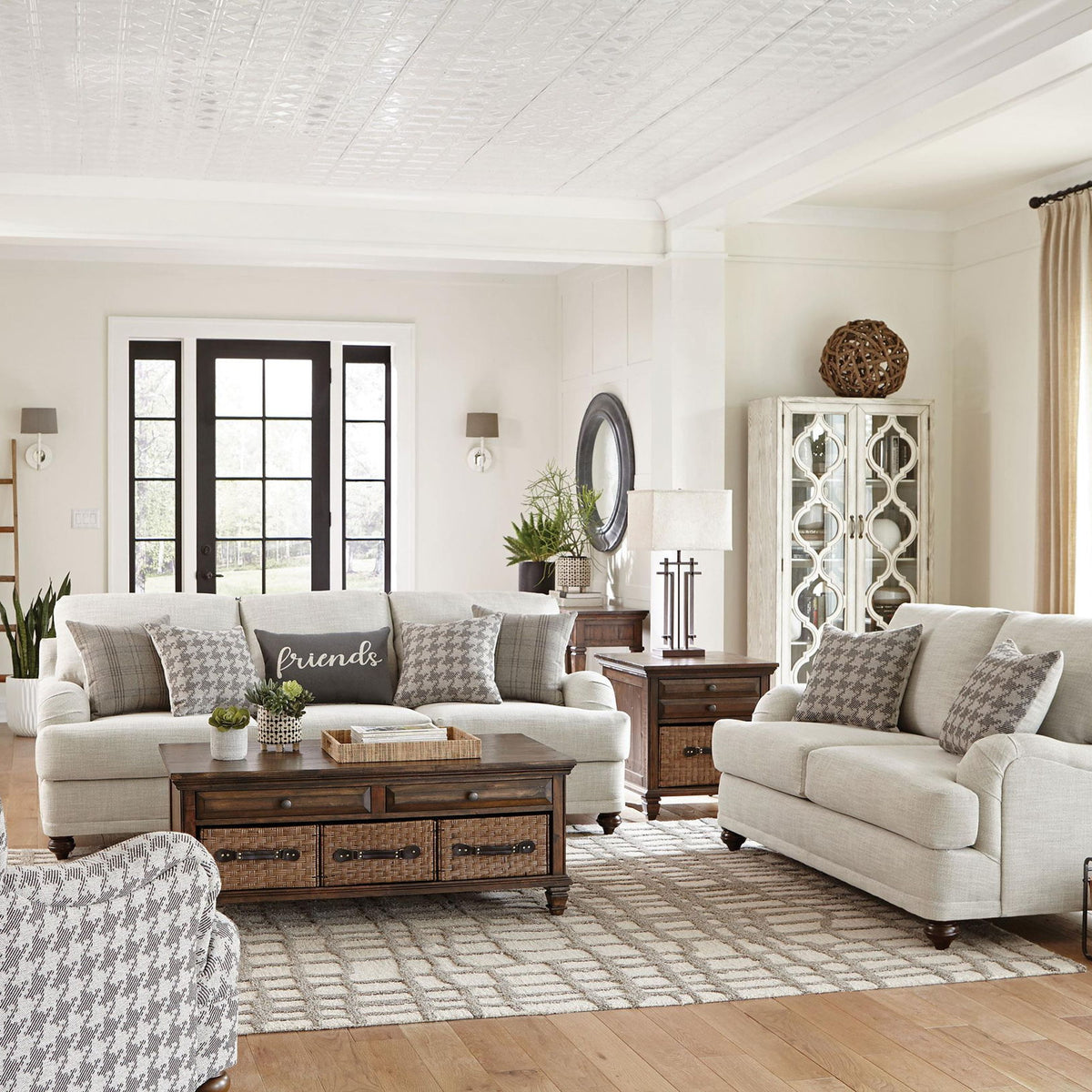 Glenn 2-piece Upholstered Sofa Set Light Grey and Grey