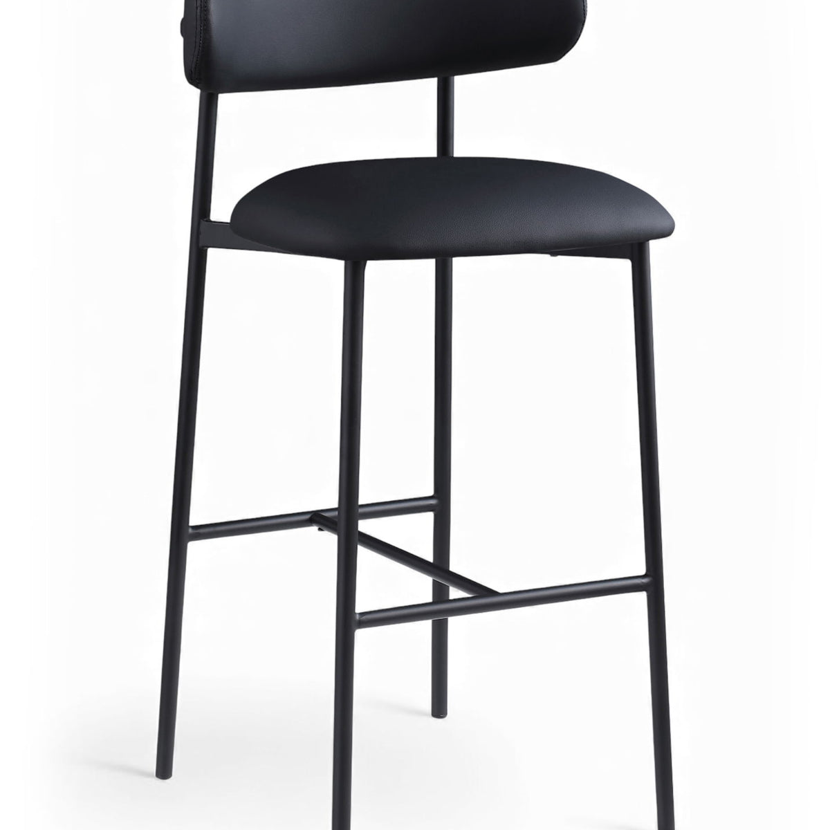 Lupita - Vegan Leather Upholstered Bar Stool With Matte Black Frame (Set of 2)