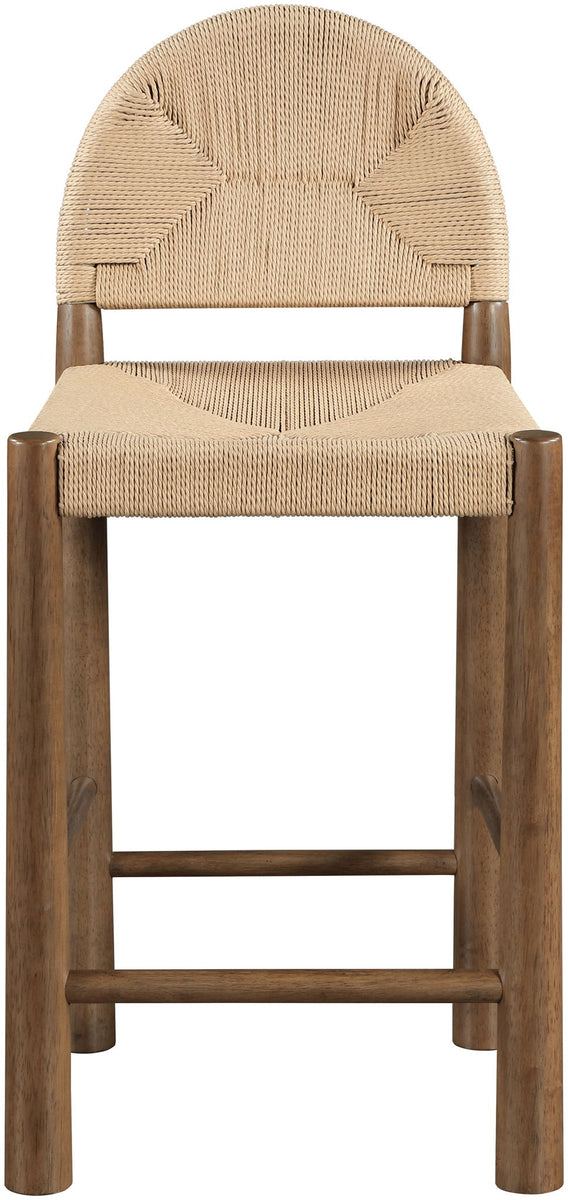 Bohemia - Woven Seagrass Cord And Solid Wood Counter Stool - Beige