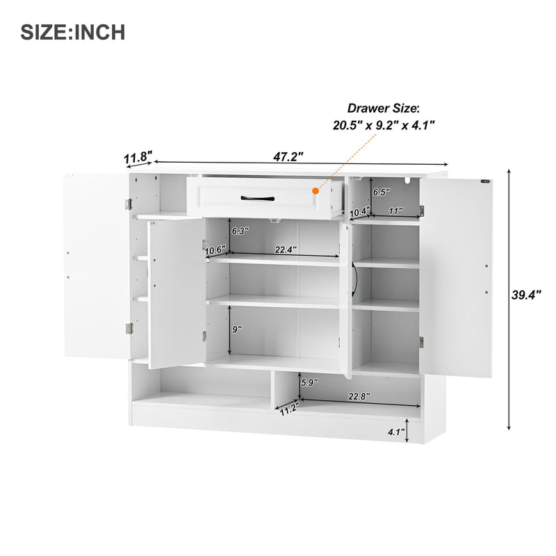 Sleek And Modern Shoe Cabinet With Adjustable Shelves, Space Saving Design