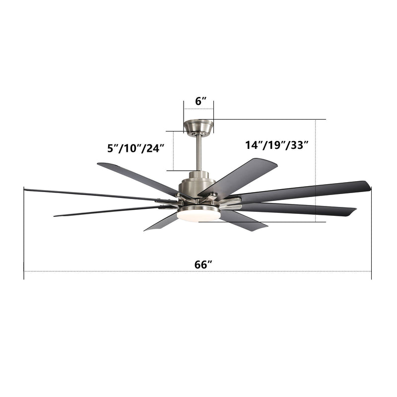 Ceiling Fan With Dimmable LED Light, 8 Blades, Reversible DC Motor, Remote Control