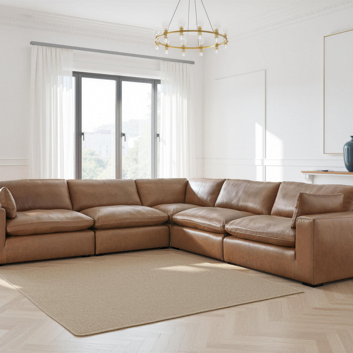 Ashley Furniture Emilia Top Grain Leather Cloud Sectional
