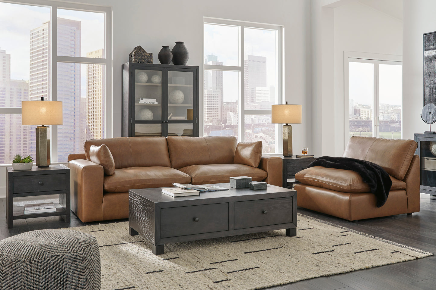 Ashley Furniture Emilia Leather Cloud Sectional