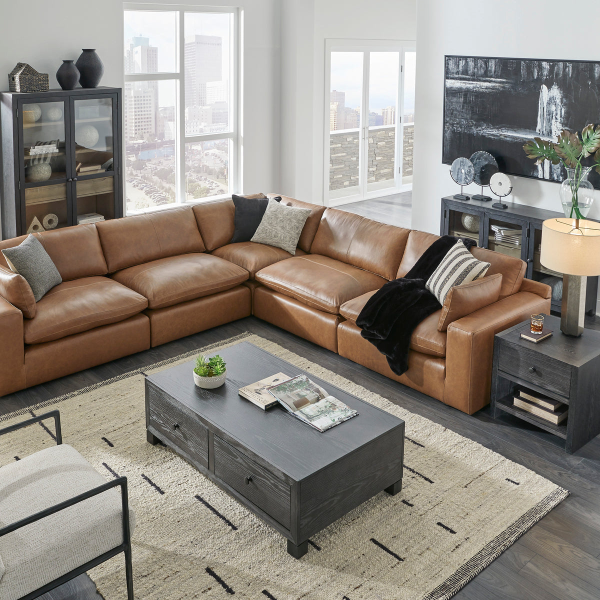 Ashley Furniture Emilia Leather Cloud Sectional