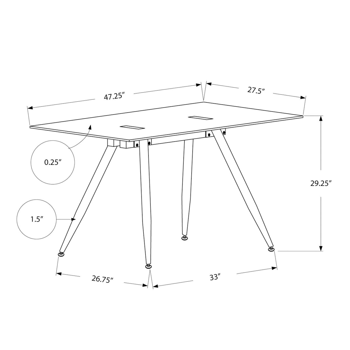 Computer Desk For Home Office, Laptop, Tempered Glass, Contemporary & Modern - White