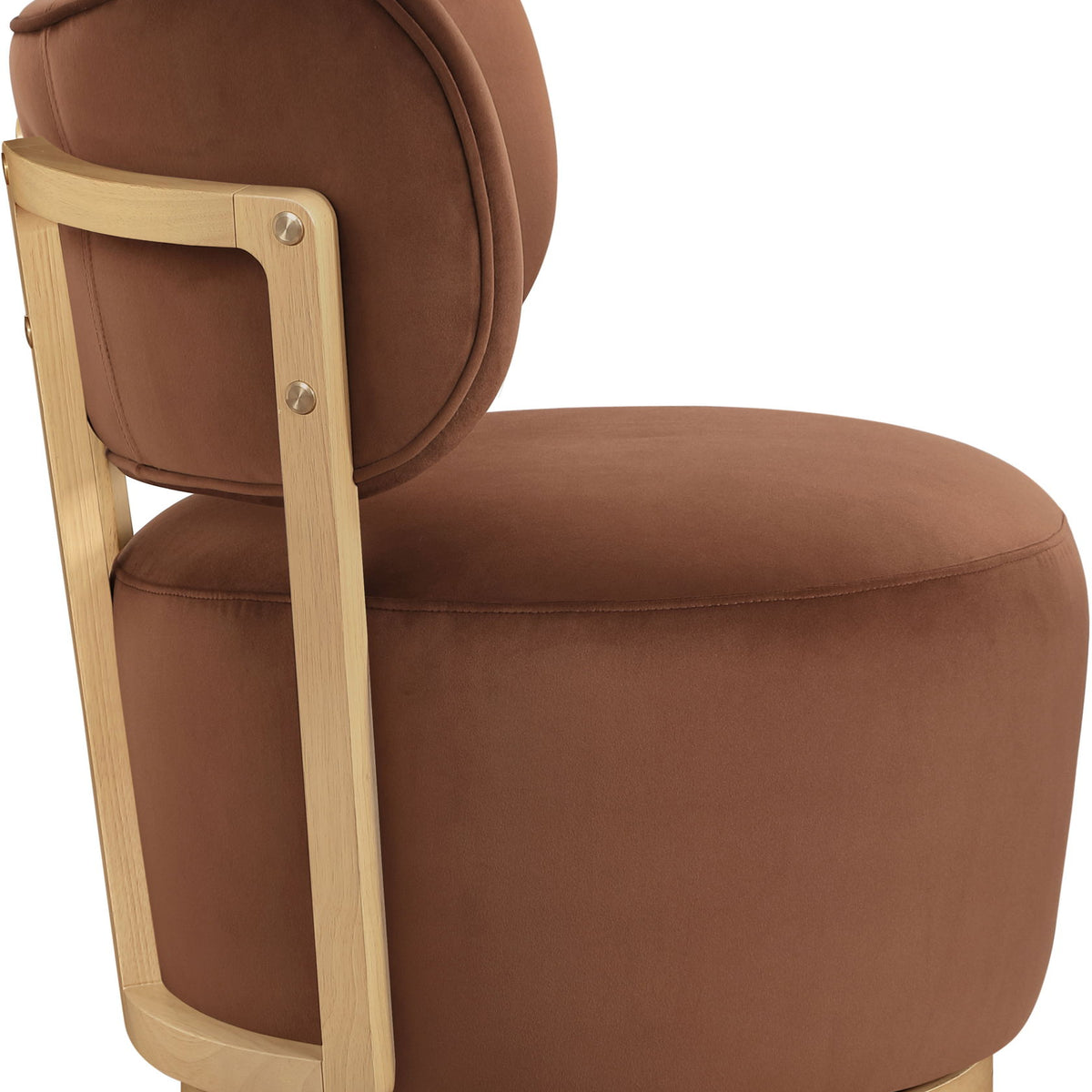 Elara - Velvet Upholstered Swivel Accent Chair - Stained Natural