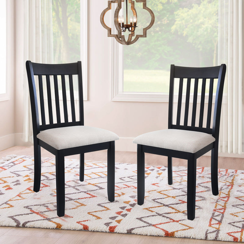 Modern Dining Chair, Wooden Back, Cushion Seats (Set of 2)