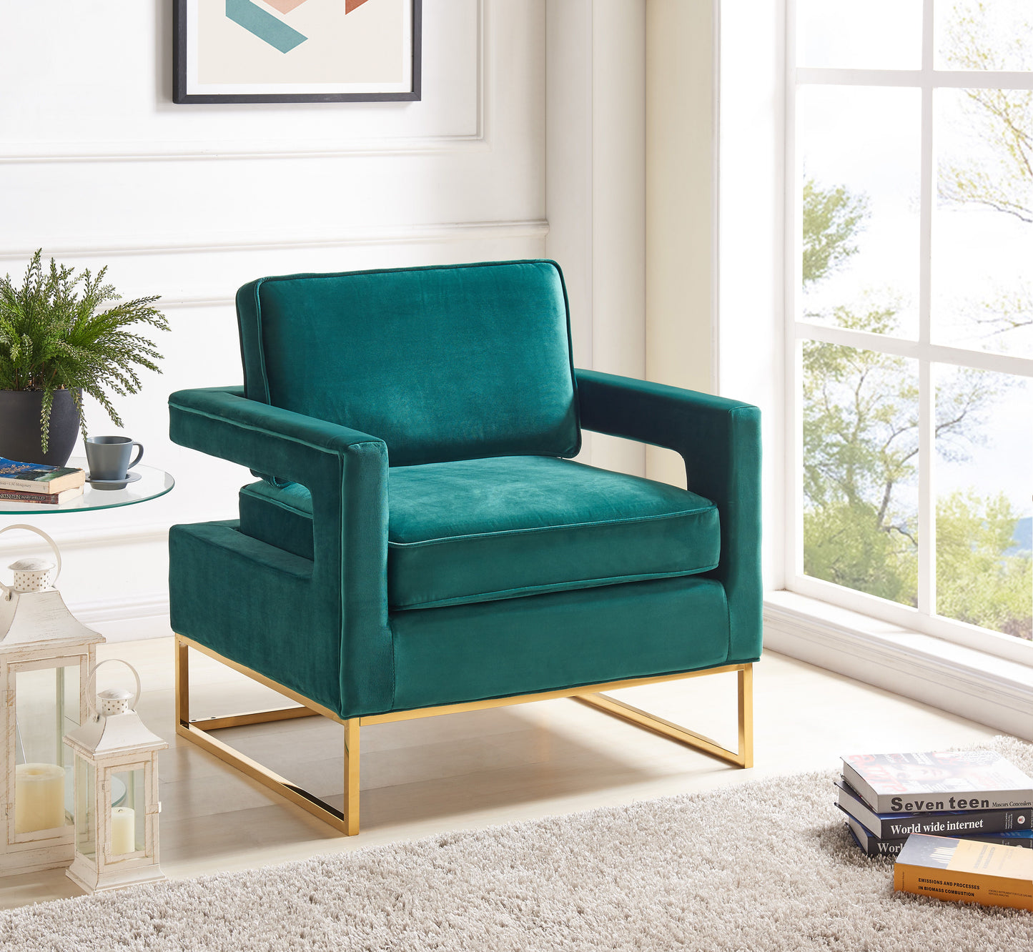 Noah - Accent Chair with Gold Legs