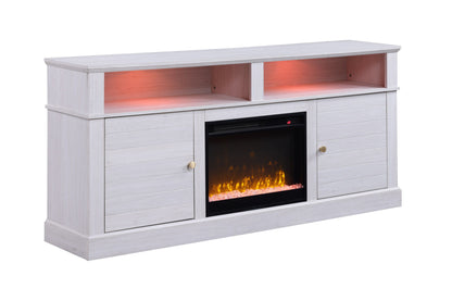 Lucifer - TV Stand Console With Fireplace - White Walnut