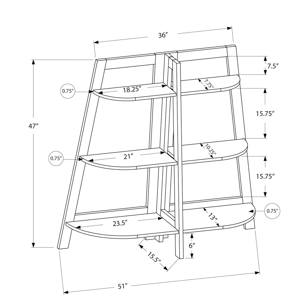 Bookshelf, Bookcase, Etagere, 3 Tier, For Office, Contemporary & Modern
