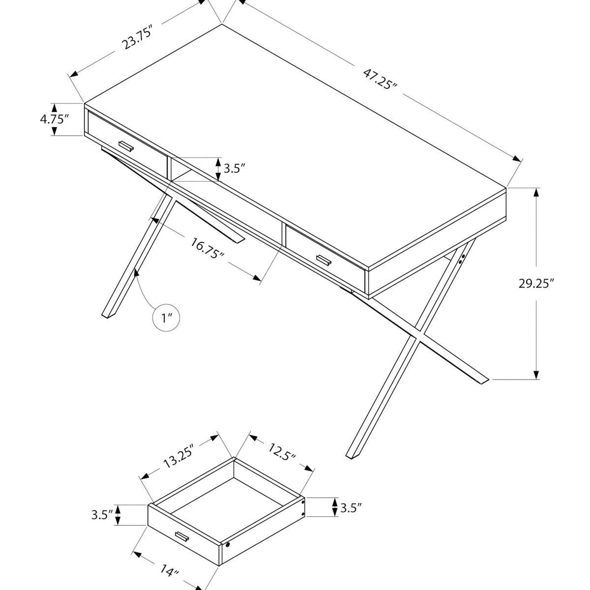 Computer Desk For Home Office, Laptop, Storage Drawers, Glossy Contemporary & Modern