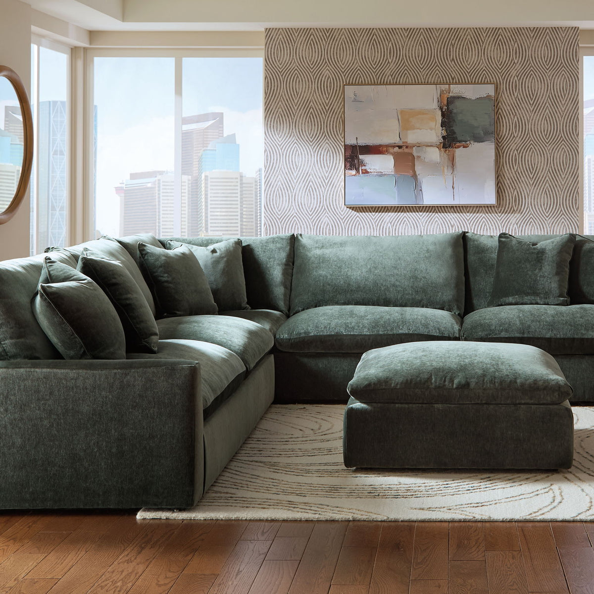 Carriage View - 3-Piece Sectional - Jade