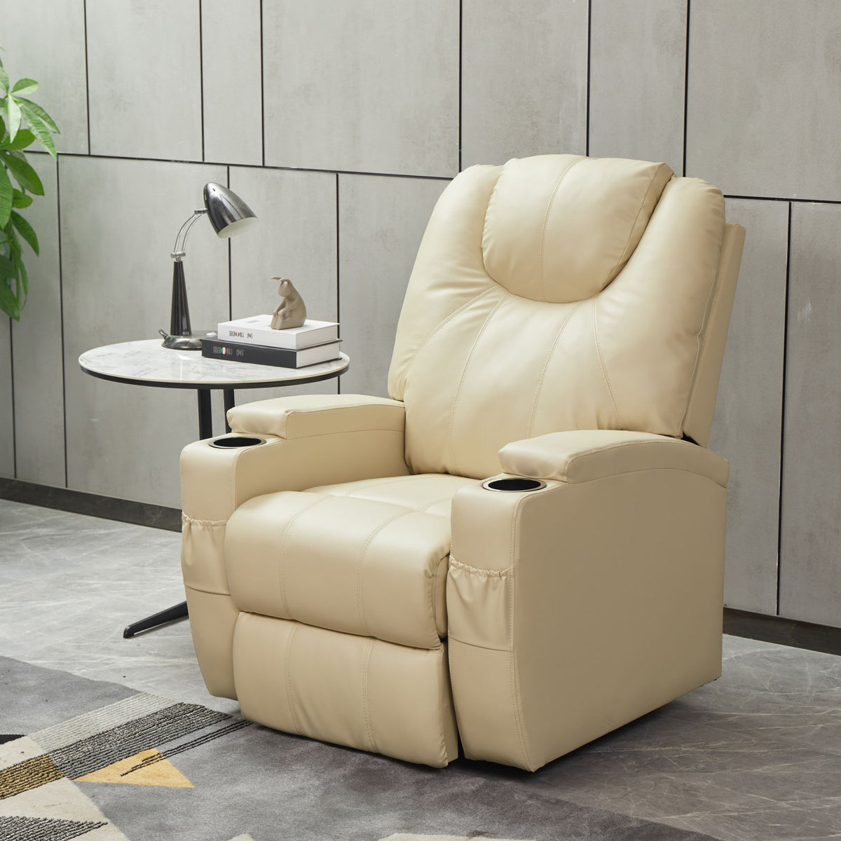 Modern Recliner Chair With Cup Holders, Remote Control