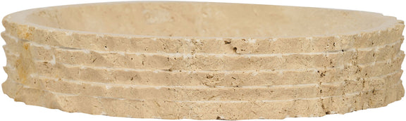 Caesar genuine marble bowl in beige, low profile with layered side banding