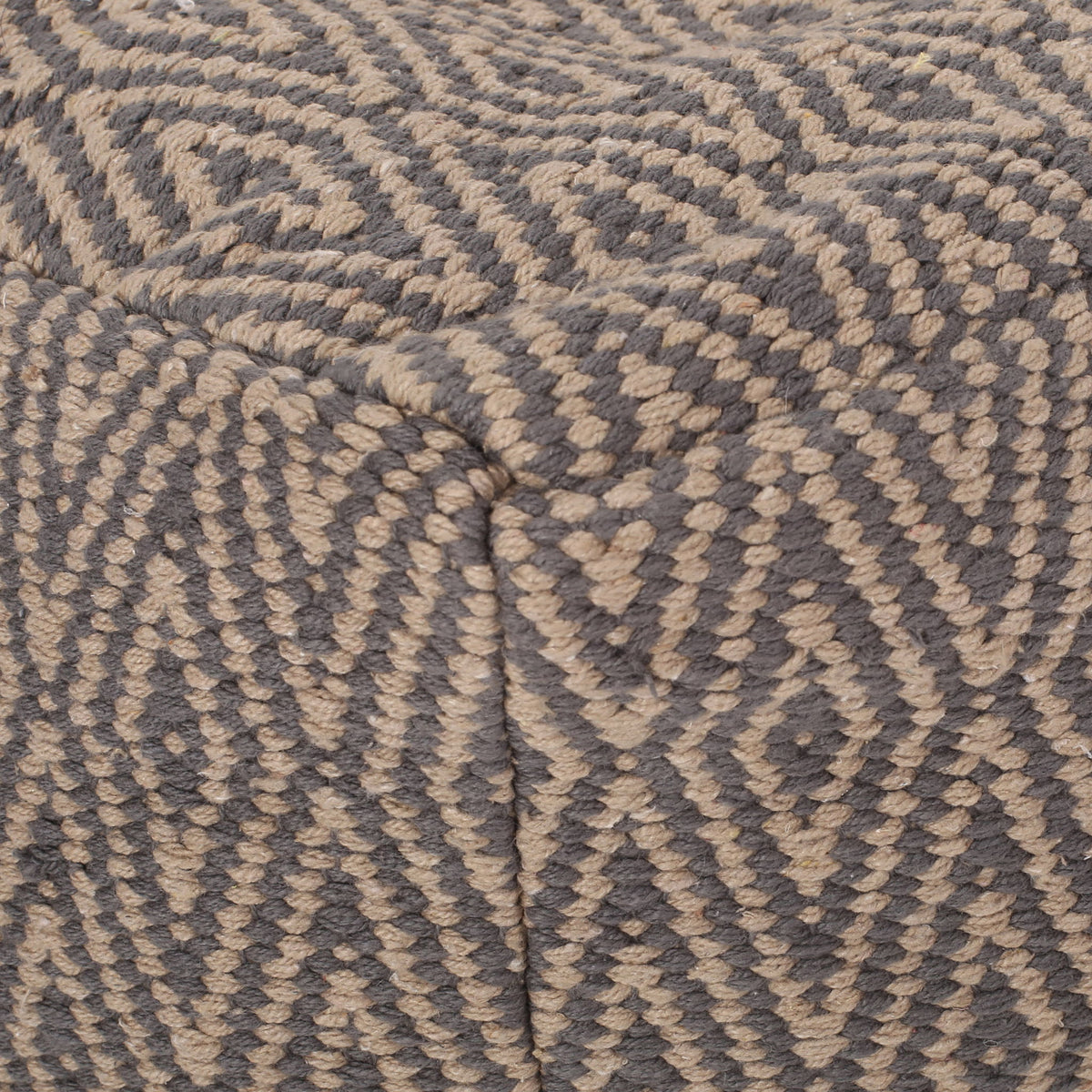 Amuleto - Hand Loomed Cotton Pouf - Dark Gray / Brown