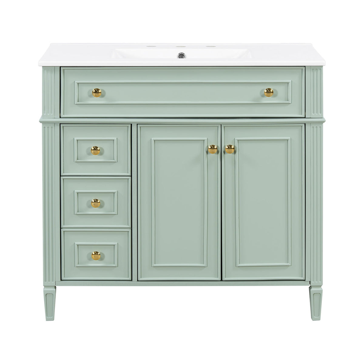 Bathroom Vanity With Sink, 3 Drawers & 2 Soft-Close Doors