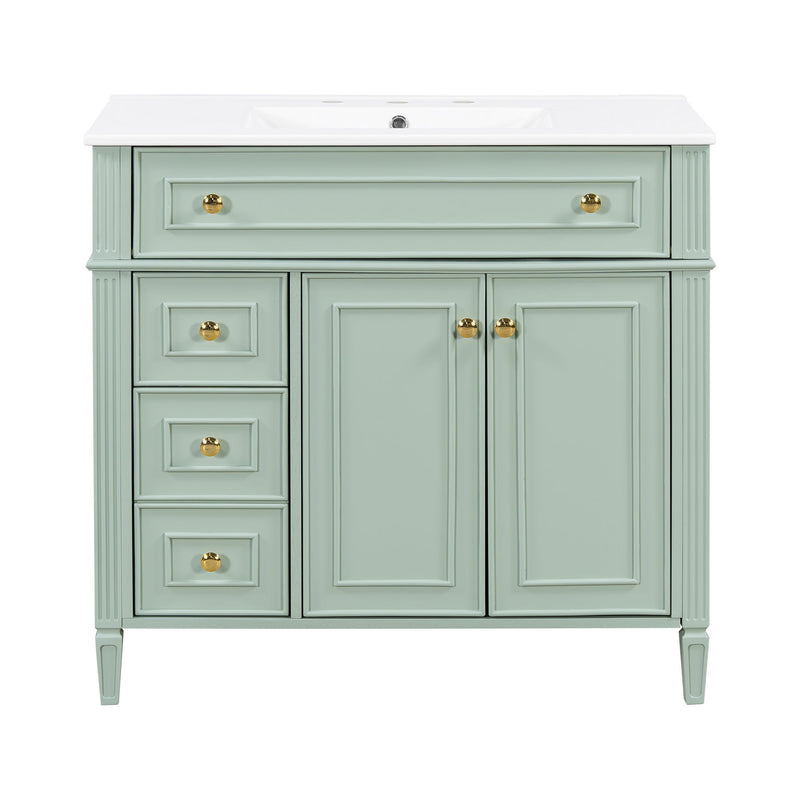 Bathroom Vanity With Sink, 3 Drawers & 2 Soft-Close Doors