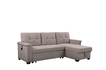 Nathan - Reversible Sleeper Sectional Sofa With Storage Chaise, USB Charging Ports And Pocket