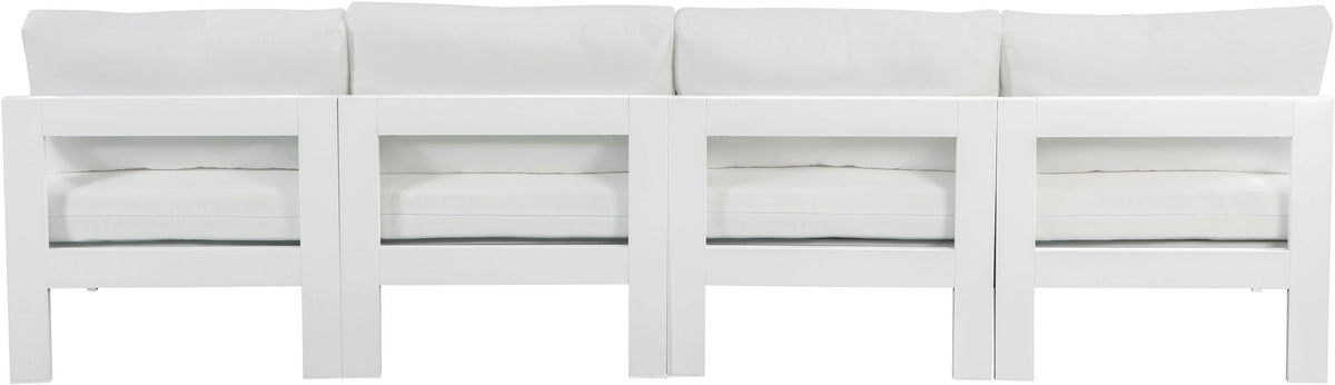 Nizuc - Outdoor Patio 4 Seat Armless Modular Sofa With White Frame