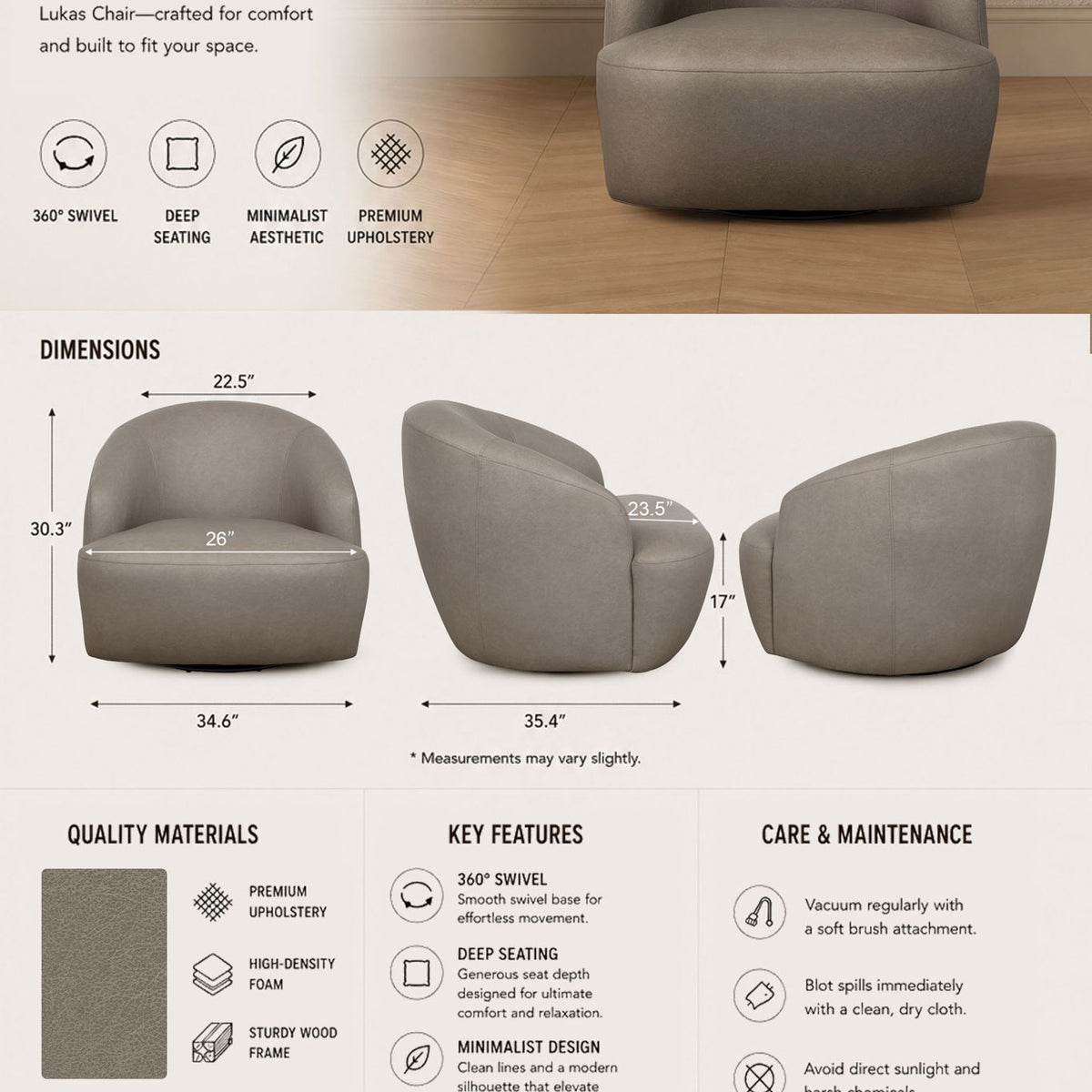 Manhattan Lukas - Upholstered Swivel Accent Chair