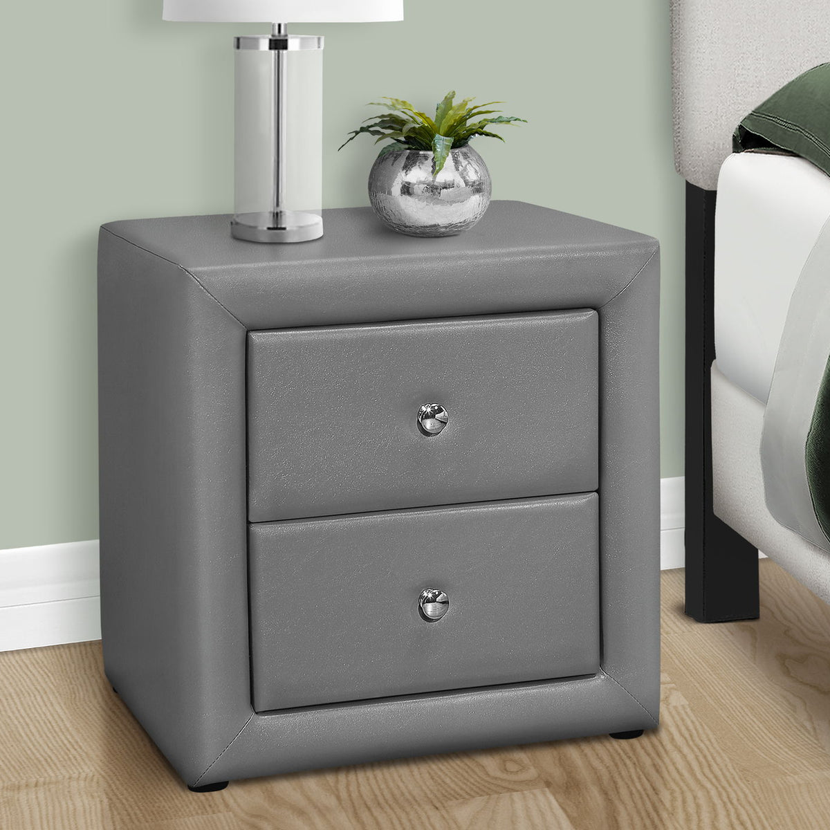 Nightstand, Storage Drawer Versatile Use, Upholstered, Transitional