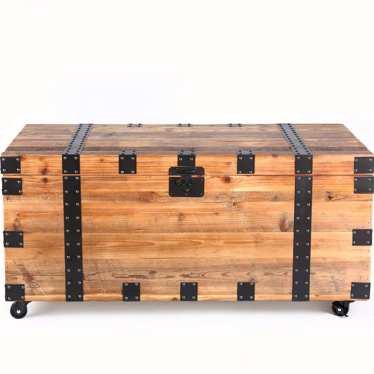 Trunk Table With Four Wheel Large Capacity Storage Coffee Table - Natural / Black