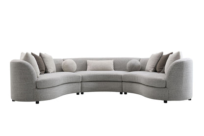 Ivria - Boucle Sectional Sofa With 9 Pillows - Gray