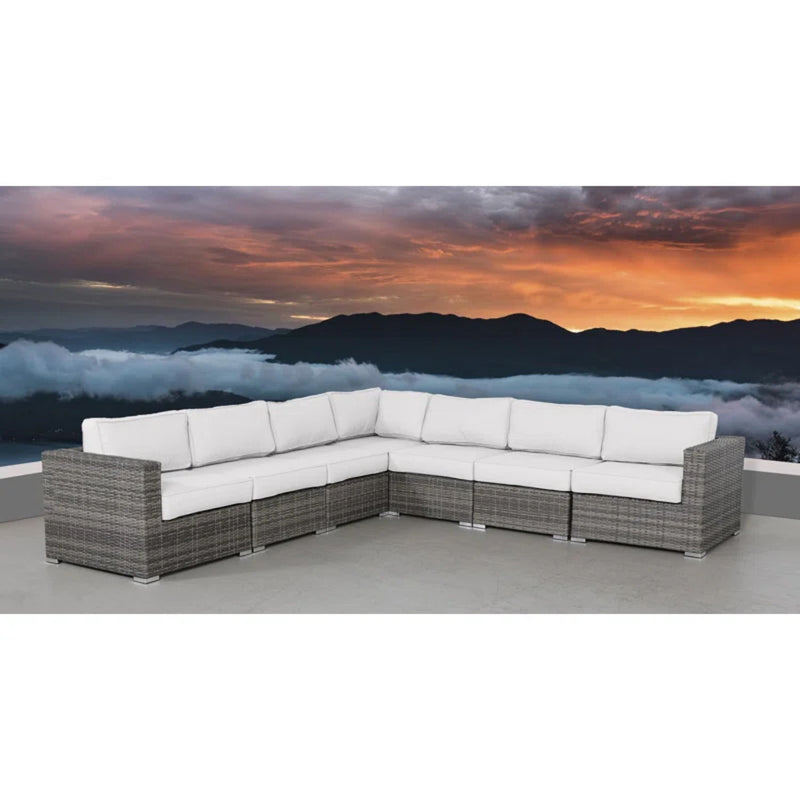 Luxurious Wicker Patio Sectional With Weather Resistant Sunbrella Cushions