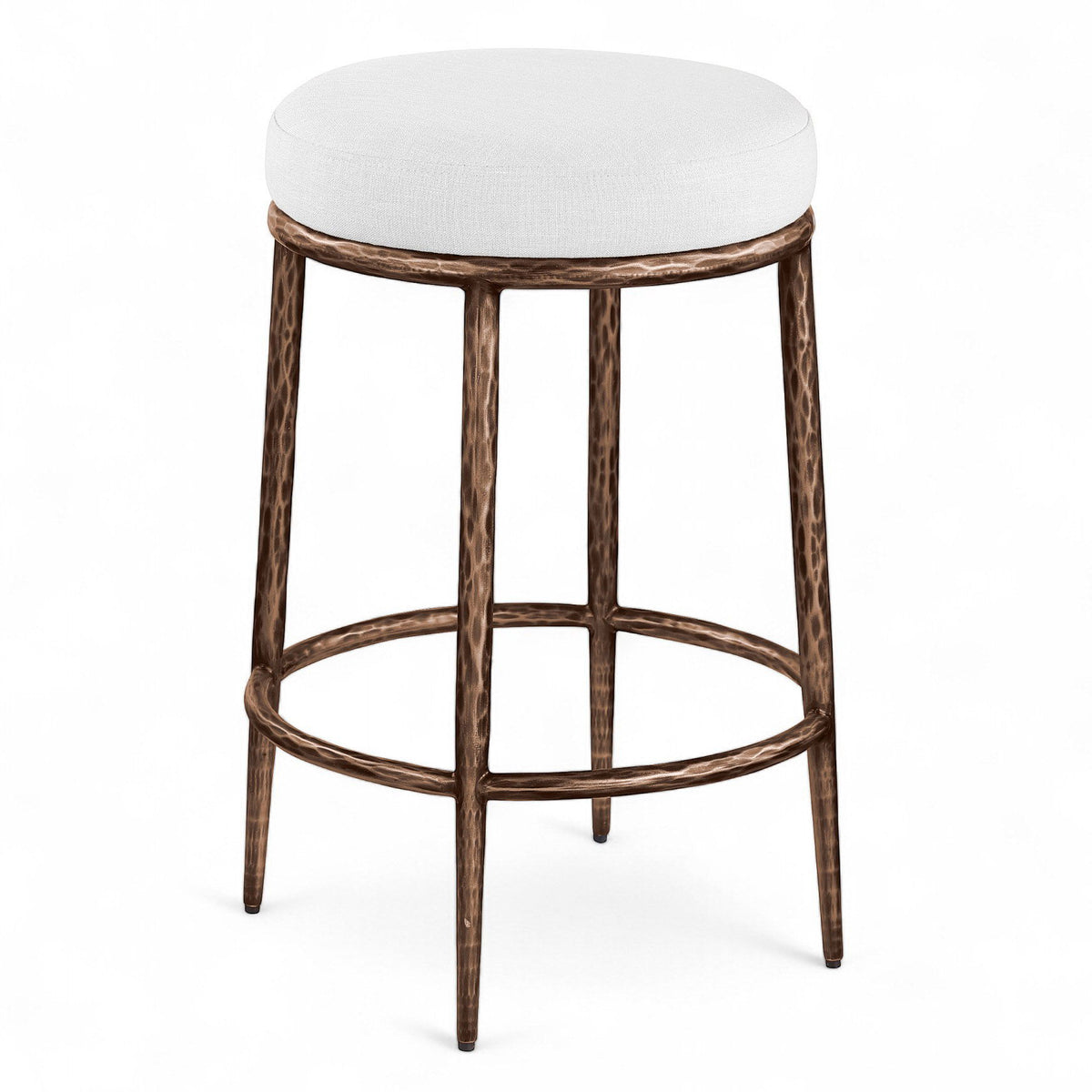 Ferro - Upholstered Backless Counter Stool With Brushed Bronze Base