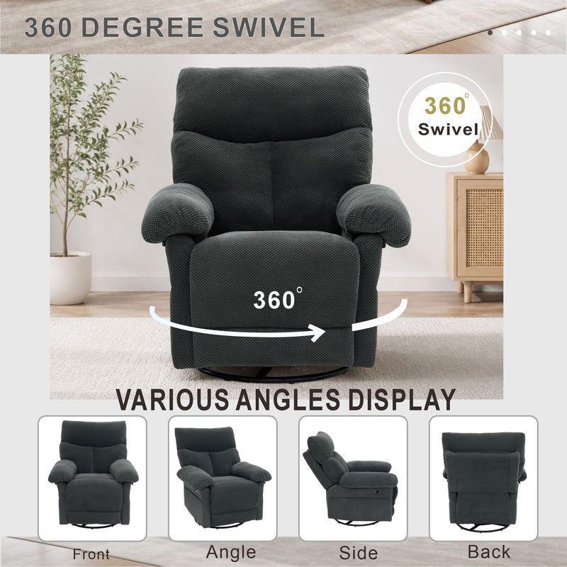 Swivel Rocker Recliner Chair With Manual Recline For Living Room