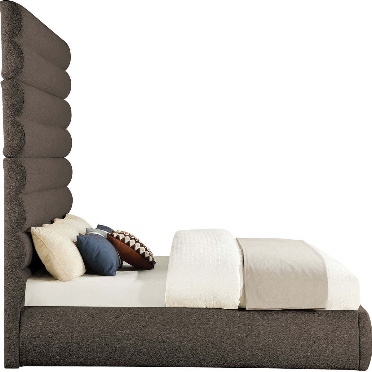 Adam - Boucle Fabric Bed With 89" Headboard