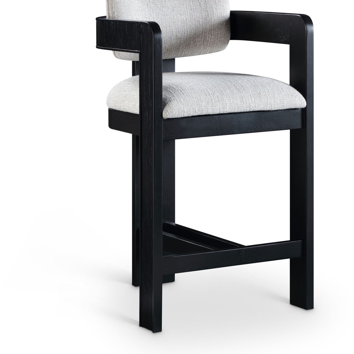 Sacha - Linen Stool With Black Base