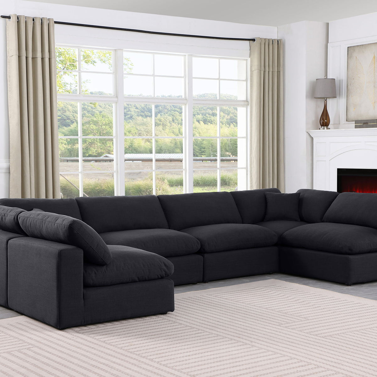 Comfy - 6 Piece Linen Modular Armless Sectional