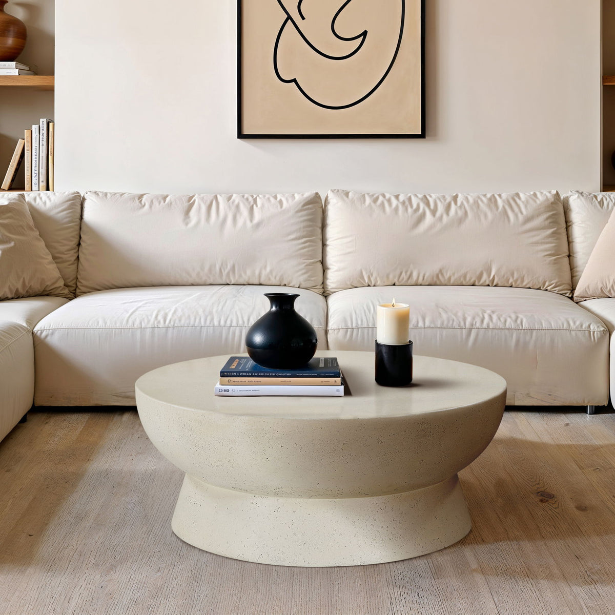 Avaya - Concrete And Fiberglass Indoor / Outdoor Coffee Table - Cream