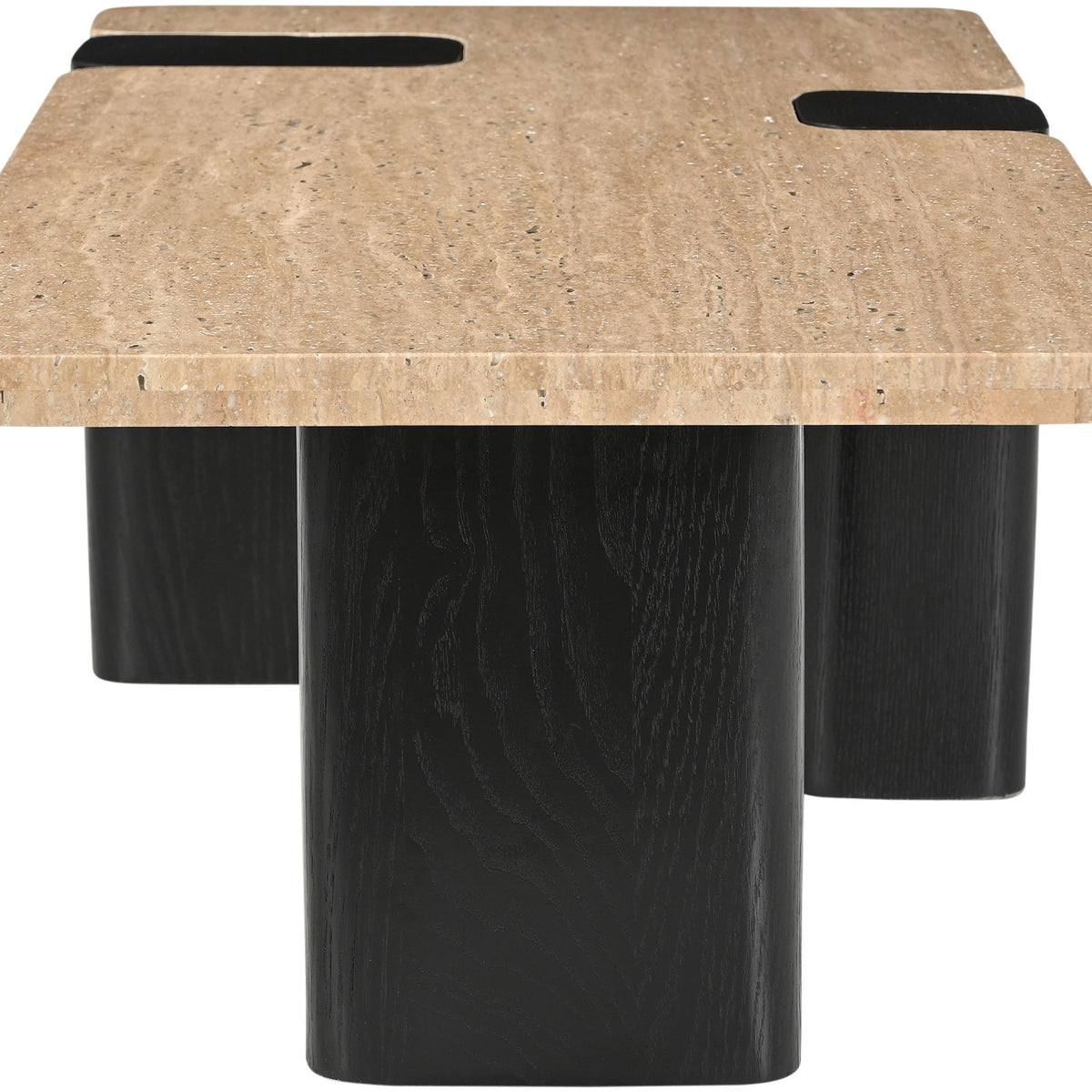 Ravenna - Genuine Travertine Top And Oak Wood Base Table