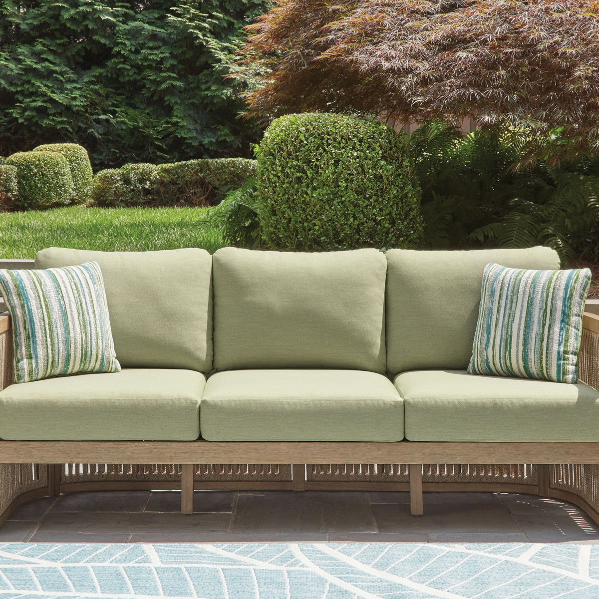 Serena Shores - Beige / Green - Sofa With Cushion