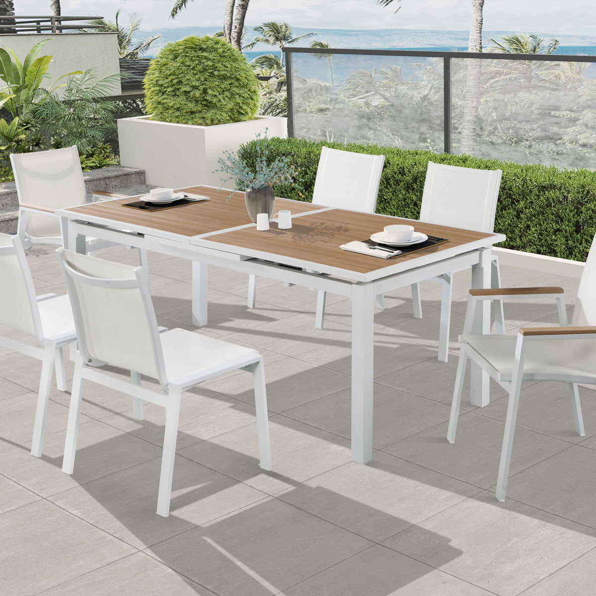Nizuc - Outdoor Patio Dining Chair With White Frame (Set of 2)