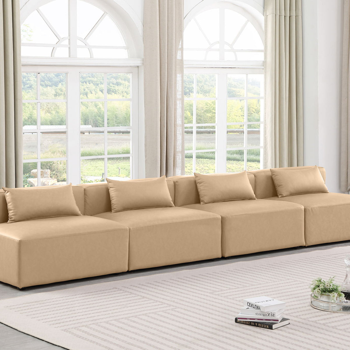 Cube - Modular 4 Piece Armless Sofa - Tan