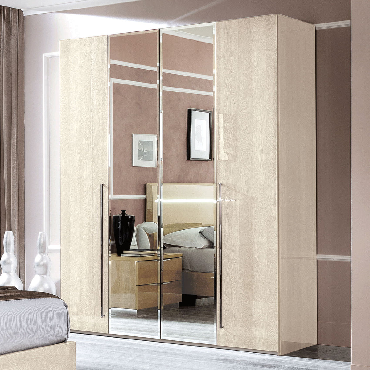 Maia - 4 Door Wardrobe Betulla Sabbia - Light Beige