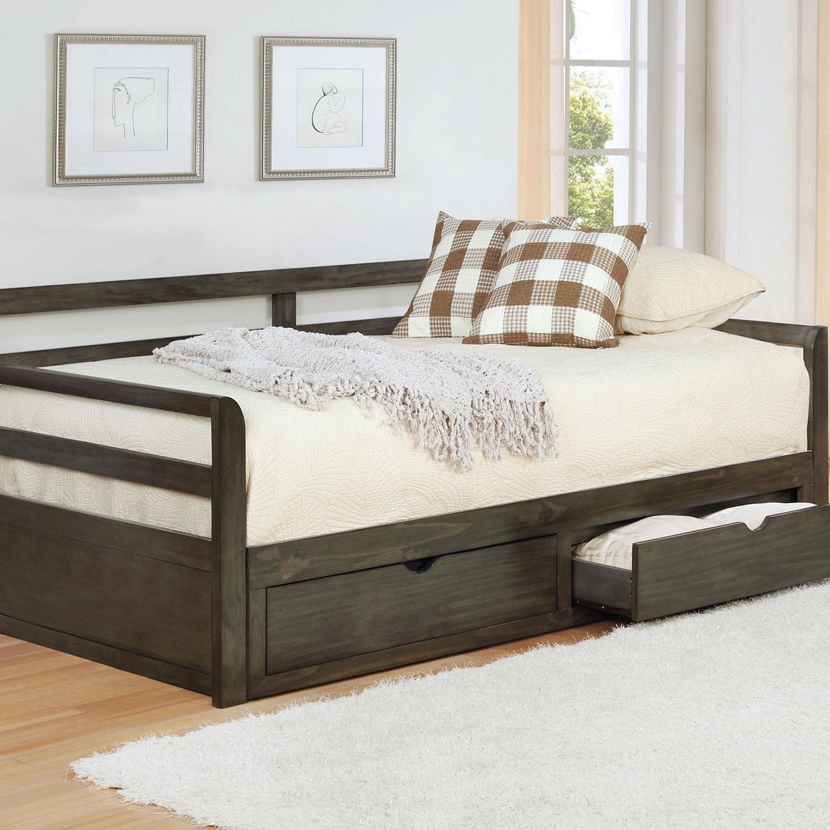 Sorrento 2-drawer Twin XL Daybed with Extension Trundle Grey