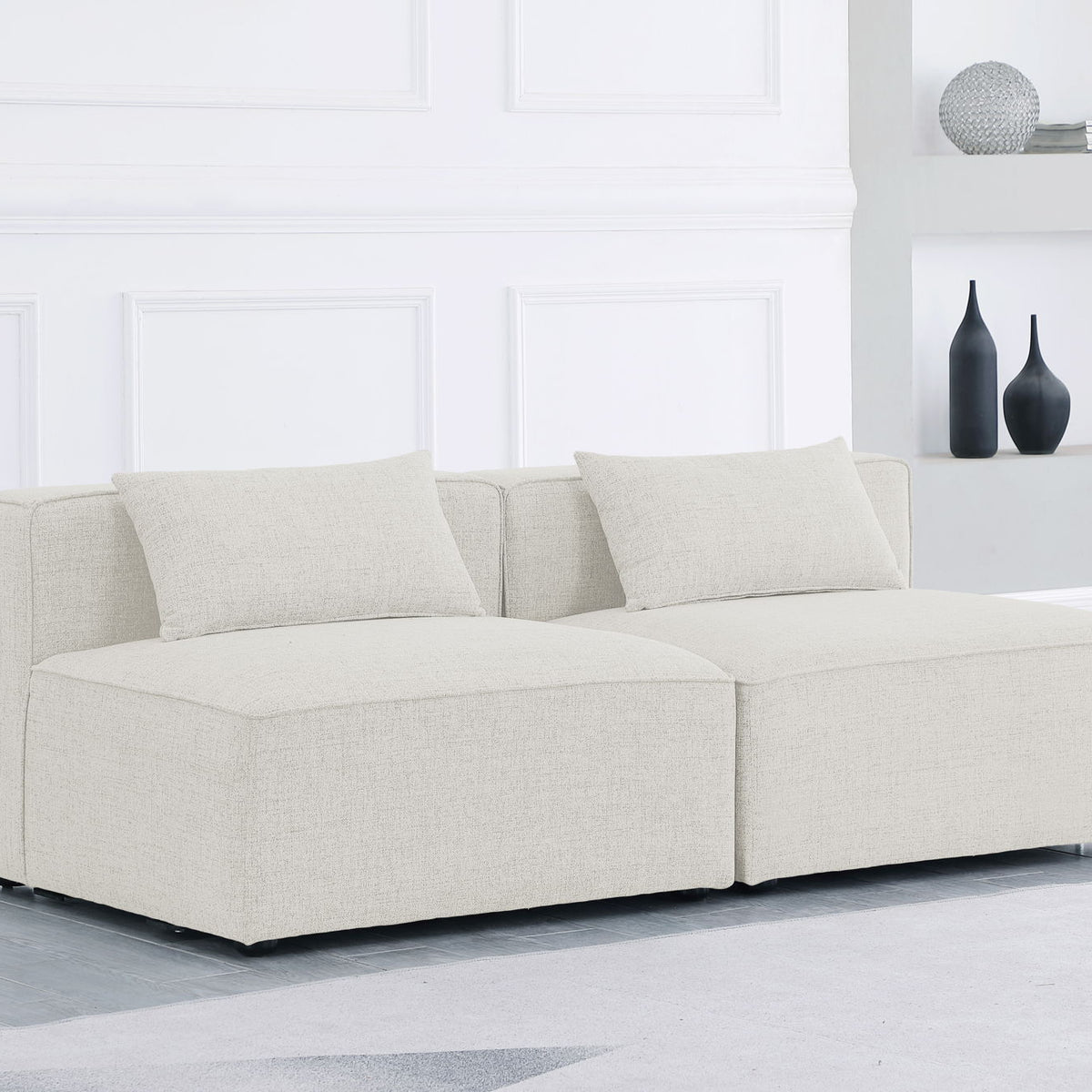 Cube - Linen Modular 2 Seat Armless Sofa