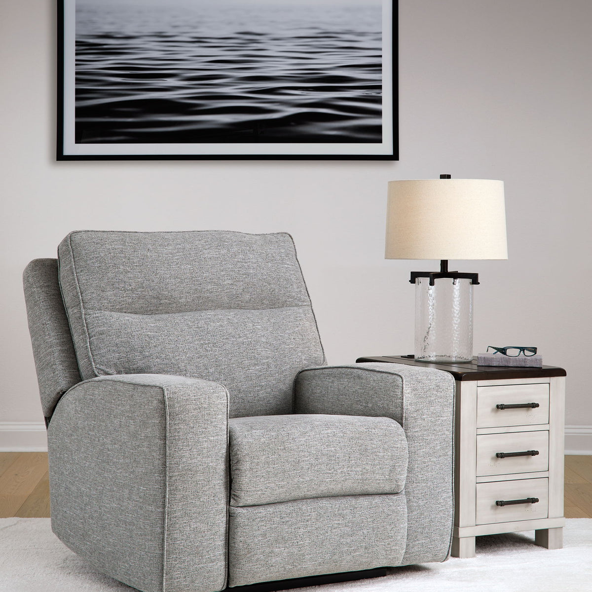 Biscoe - Power Recliner /Adj Headrest - Pewter