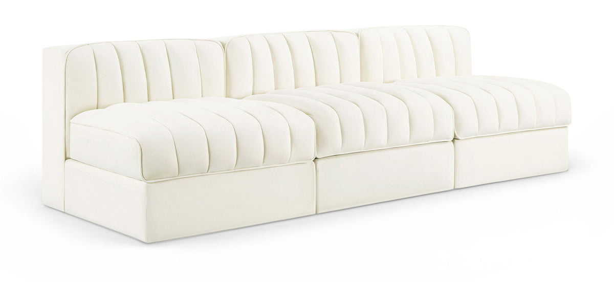 Rummi - Velvet Performance Fabric Upholstered 3 Piece Modular Armless Sofa