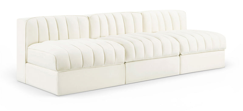 Rummi - Velvet Performance Fabric Upholstered 3 Piece Modular Armless Sofa