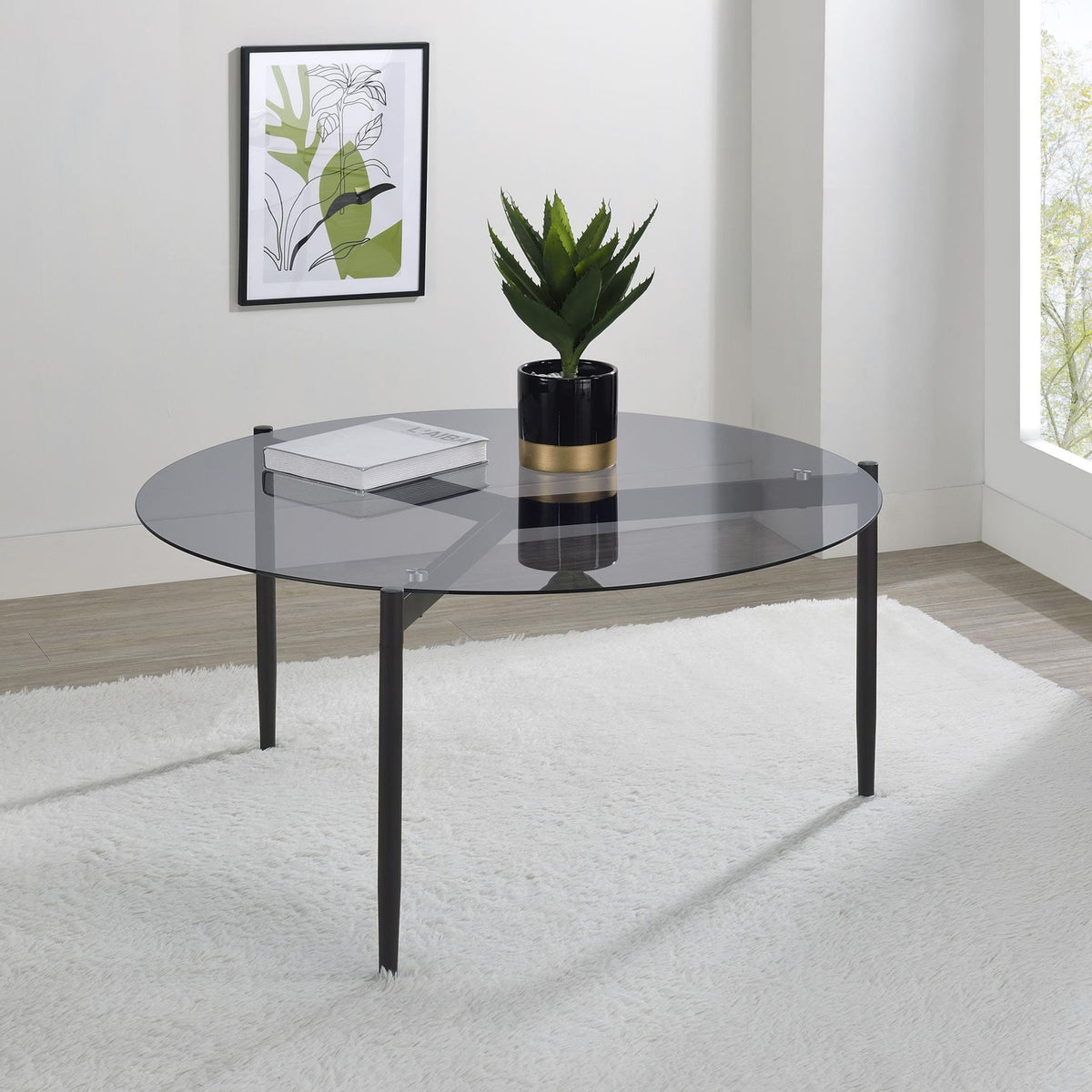 Rosalie Round Smoked Glass Top Coffee Table Grey