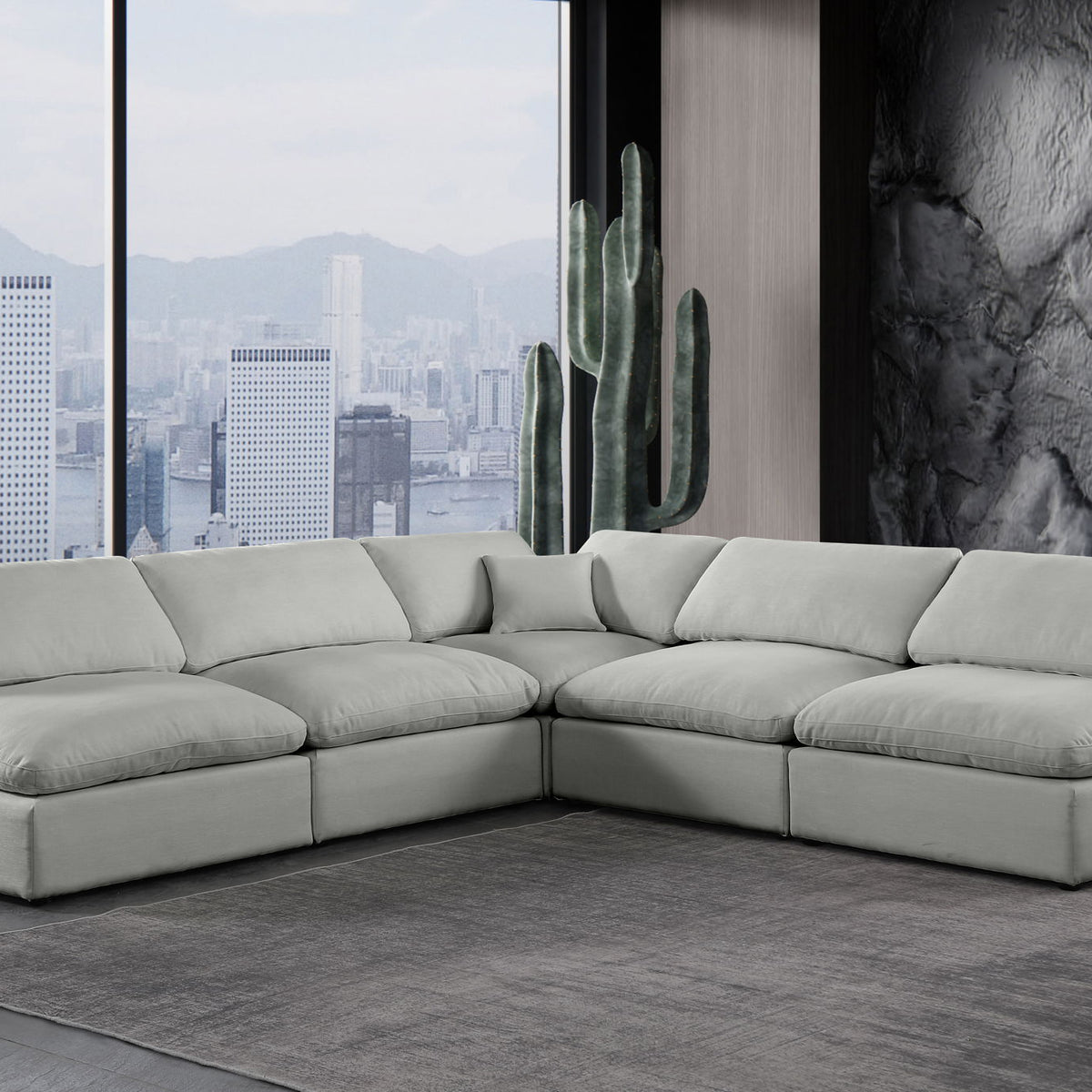 Comfy - 5 Piece Linen Modular Corner Armless Sectional