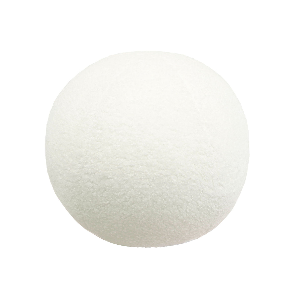 Beige round vegan shearling pillow, plush ball shape