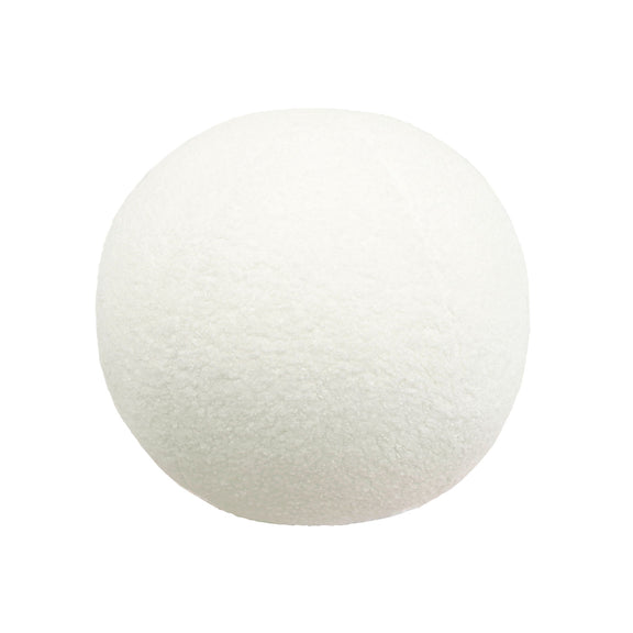 Beige round vegan shearling pillow, plush ball shape