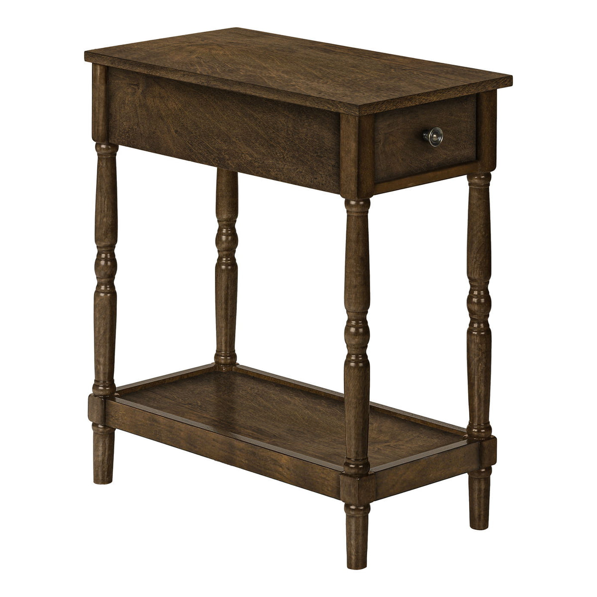 Accent End Table, 2 Tier, Storage Drawer, Traditional Stylish Design